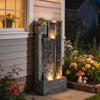 Water Feature with LED Lights, 3-Tier Garden Water Fountain with Pump, Dark Grey