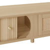 Solid Wood & Rattan TV Stand - Natural Style Cabinet with Doors & Drawers UK