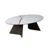 Coffee Table Ceramic Glass Top Marble Effect Brown Metal Frame Living Room Home