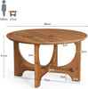 80 cm Solid Wood Round Coffee Table Modern Wooden Center Table for Living Room