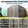 9 x 6FT Galvanised Garden Storage Shed with Sliding Door, Grey