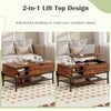 Lift Top Coffee Table with Hidden Compartment & Removable Storage Shelf（Brown）
