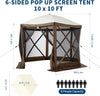 10X10 Ft Pop Up Gazebo Tent Pop-Up Screen Tent 6 Sided Canopy Sun Shelter