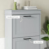 Slim Shoe Storage Cabinet with 2 Flip Drawers for Entryway, Grey