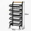 5 Tier Kitchen Trolley with Lockable Wheels, Vegetable Storage Rack on Wheels