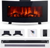 Electric Fireplace Wall Mounted Heater Flames Logs Remote Timer Adjustable Heat