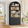 Arched Bookcase with Drawers Arch Display Cabinet Tall Bookshelf 79.5x36x177cm