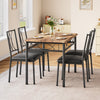 Dining Table and 4 Chairs Set for 4-6 People, Backrests and Upholstered Seats