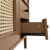 Storage Cabinet Rattan Doors & Wood Legs, 3 Drawers Sideboard Buffet Cupboard