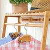 Bamboo Clothes Rail Rack Garment Stand with Top Shelf Shoe Storage Ladder Rails