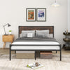 Industrial Double Size Bed Frame Metal Platform Bed-Brown