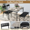Gray Dining Table Set for 4 with Bench & 2 Upholstered Chairs,Kitchen Table Set