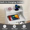 Modern Storage Dresser 2-Drawer Bedside Table with Open Shelf-White