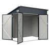 Triple Door Garden Storage Shed Galvanized Steel Sloped Roof Backyard Bike Tool