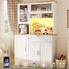 180cm Tall Kitchen Storage Display Cabinet w/ LED Lights, Drawers, Doors, White