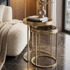 2-Piece Nesting Table Set - Modern Gold Frame with Decorative Marble Top