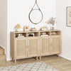 2Pcs Rattan Storage Cabinet Accent Kitchen Sideboard Buffet Cabinet with Doors