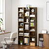 Tall Bookshelf with 21 Compartments and 10 Adjustable Shelves, Brown