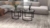Glass Coffee Table Set of 2, Round Nest of Tables, Black