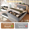 Velvet Upholstered Super King Size Storage Bed w/ LED Headboard & USB Charging