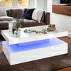 Led Coffee Table With 2 Drawer Storage, High Gloss Coffee Table For Living Room