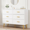 6 Drawer Dresser Modern Wooden Dresser with Gold Handle Chest of Drawers Storage