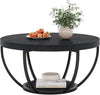 32‘’ Round Coffee Table 2-Tier Circle Wood Accent Center Table for Living Room