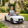BMW i4 Licensed 12V Kids Electric Ride-On Car w/ Remote Control - White