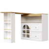 Sideboard Bar Table with Storage Cabinet, Drawer, Spice Rack, Adjustable Shelves