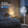 16” Pedestal Fan Stand Fan 3 Speed Adjustable Height Oscillating White UK