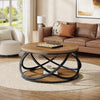 2-Tier Round Coffee Table, 31.5" Wood Circle Accent Center Table for Living Room