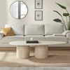 Sutton Beige Travertine Stone Veneer Oval Coffee Table