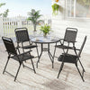 Folding Garden Chairs Set of 4 Garden Dining Chairs, Slatted Seat, Black