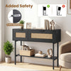 Freestanding Sofa Table with Flip Doors & Open Storage Shelf