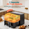 9L Dual Air Fryer XL Large Capacity 9-in-1 Touch Screen Smart Cooking Black