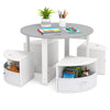 Kids Play Table and Chairs Set Round Nesting Table with 4 Storage Stools Grey