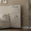 4ft6 Double Velvet Bed Frame with Headboard with Storage Pockets & Drawers Beige