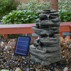 Solar Rock Cascading Fountain Outdoor Garden Water Feature LED Statue Decoration