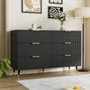 Sideboard Black Wooden Chest of Drawers 6 Drawer Storage for Bedroom Living Room