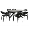 6 Seater Black Garden Wicker Dining Set with Sintered Stone Oval Table FTR247