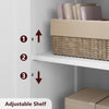 Freestanding Pantry Storage Cabinet w/Glass Doors,Adjustable Shelves,Tall Cupboa