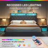 Upholstered Bed Frame with Hydraulic Lift 5FT King Size Bed Frame with LED Light