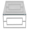 Rectangle Glass Coffee Table Polished Steel Frame Modern Living Room Furniture