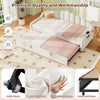 Daybed with Trundle Under Bed Guest 3ft Beige Upholstered Bed for Kids, Adults