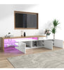 TV Unit Cabinet Stand High-gloss Sideboard with LED Lights Glass Shelves White