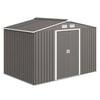 9 x 6FT Galvanised Garden Storage Shed with Sliding Door, Grey