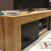 130cm TV Unit Oak Matt Body | Black Matt Doors Cabinet | Modern Storage Unit