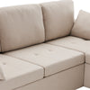 L-SHAPED CORNER SOFA, 3 SEATER PULL OUT SOFA SETTEE SOFA BED WITH STORAGE, BEIGE