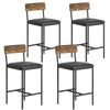 Bar Stool Set of 4 Upholstered Chair w/ Back Footrest for Island Dining kitchen