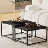 Set of 2 Nesting Tables Coffee Side End Stackable Nightstand Display Storage